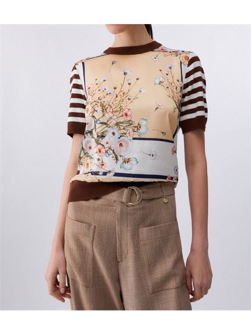 Top con inserti in twill stampato Liu Jo | WA6386MS49I.P9245